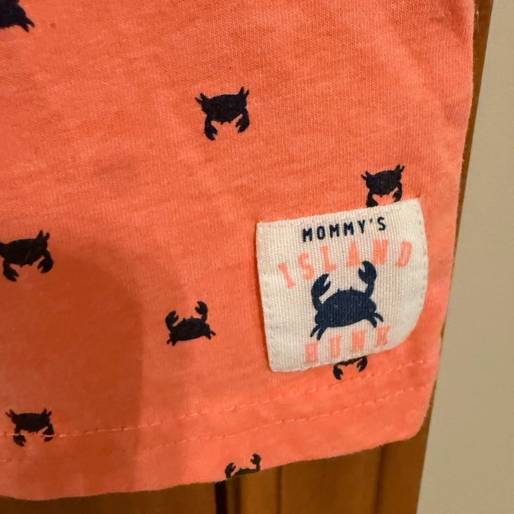 Infant Boy 6M Coral Kids Shirt (Golf) With Navy Crab Print